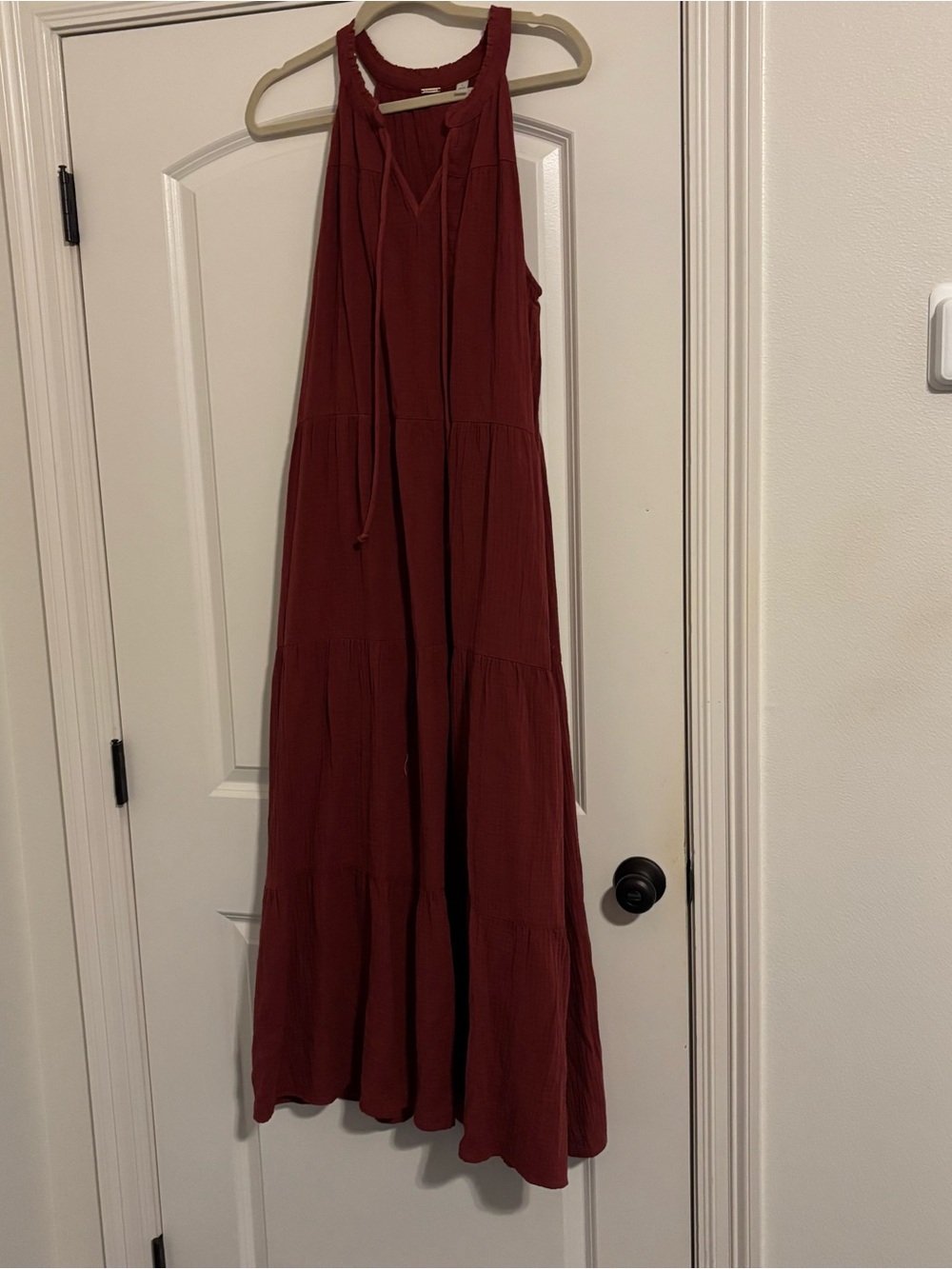 T Tahari Rust Tiered Maxi Dress